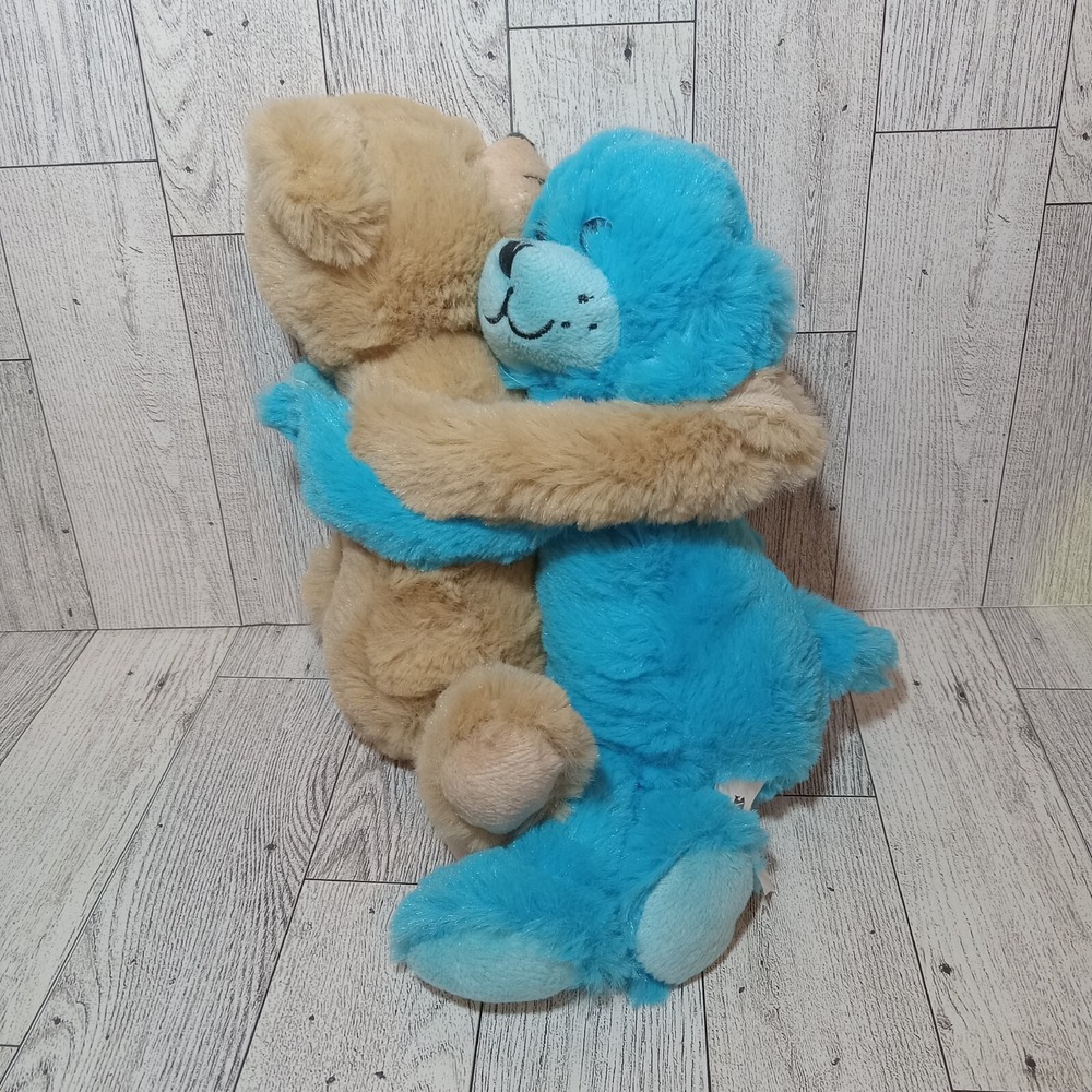 Galerie Teddy Bears Brown and Blue Plush Stuffed Animal 10" T-lock Hugging Nice